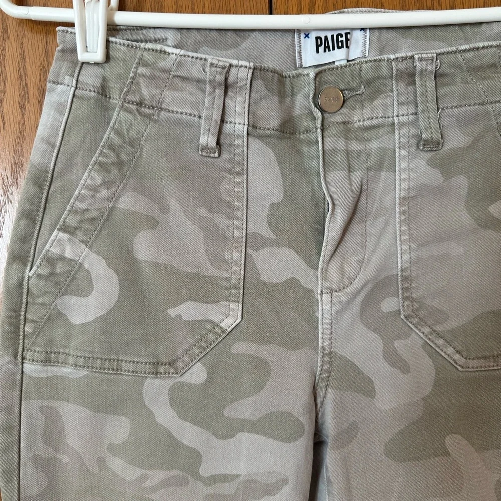 PAIGE Light Gray-Green Camo Cropped Mayslie Joggers - Picture 2 of 7